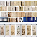 Ancient Chinese Books and Scrolls Collection with Traditional Bindings and Classic Texts
