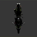 Sporty Black and Green Motorcycle with Sleek Body Design and Stylish Wheels