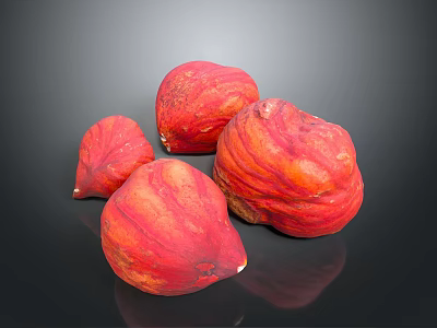 Four Vibrant Red Striped Juicy Fresh Fruits As Healthy Nutritious Snack 3d model