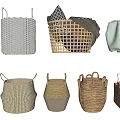 Woven Storage Baskets in Assorted Designs for Decorative and Practical Home Organization 3d model