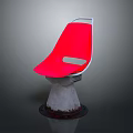 Red Accent Chair With White Frame And Gray Base Modern Design