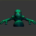 3D Model of Green Fantasy Creature Character With Glowing Red Eyes and Extended Arms