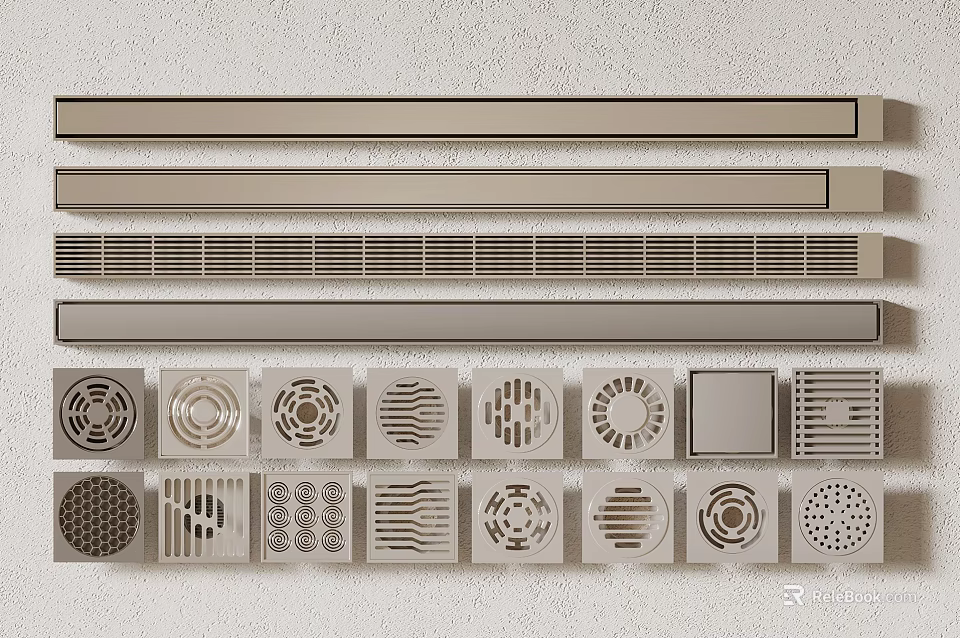 Bathroom Accessories With Various Drain Grate Designs Modern Styles And Durable Materials 3d model