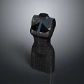 Black Fitted Sleeveless Dress With Textured Pattern For Women's Fashion 3d model