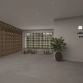 Minimalist Modern Interior With Round Dining Table Calligraphy Decor Recessed Lighting And Chairs
