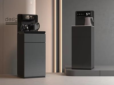 Modern Black Kitchen Appliances On Sleek Cabinet Stands In Design Space 3d model