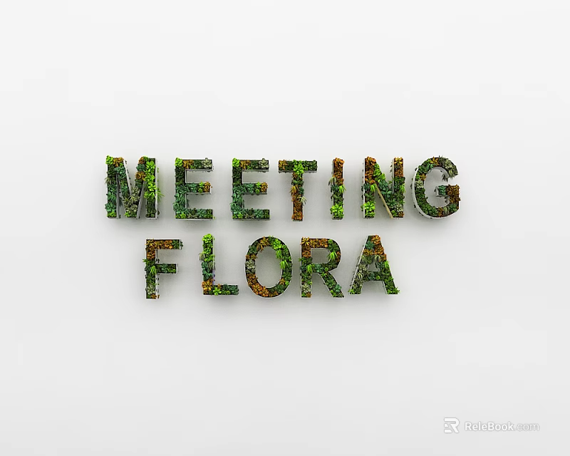 Creative Floral Letter Art Wall Decor Featuring Meeting Flora Design 3d model 