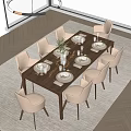 Modern Dining Table and Chair Combination 3d model