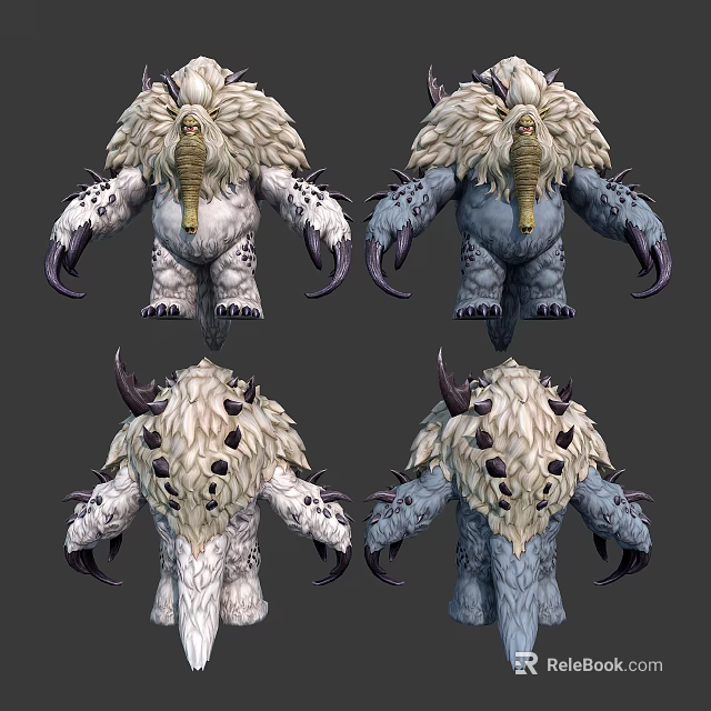 Furry Fantasy 3D Character Model With Horns Claws Spotted Fur And Multiple Views 3d model 