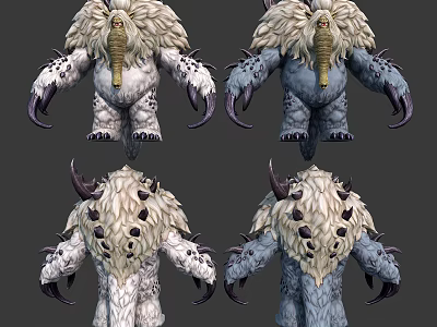 Furry Fantasy 3D Character Model With Horns Claws Spotted Fur And Multiple Views 3d model