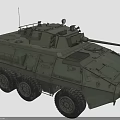 Armored Green Military Vehicle With 6 Wheeled Design Top Mounted Weapon And Antennas