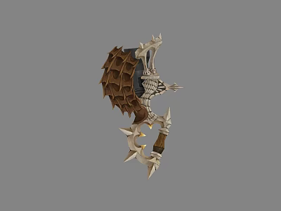 Intricate Ornate Medieval Weapon With Metal Spikes And Wooden Texture Design 3d model