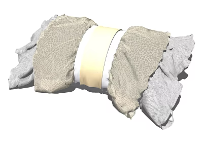 Soft Textured Decorative Pillow With Gray Beige Layers And Ruffled Edges For Home 3d model