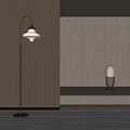 Modern Floor Lamp With Curved Metal Stand And Warm Glow In Minimalist Interior