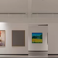 Art Exhibition Hall Interior Featuring Paintings On White Walls And Spotlight Illumination