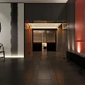 Elegant Modern Chinese Clubhouse Interior With Corridor Lighting Decorative Paintings And Stone Flooring