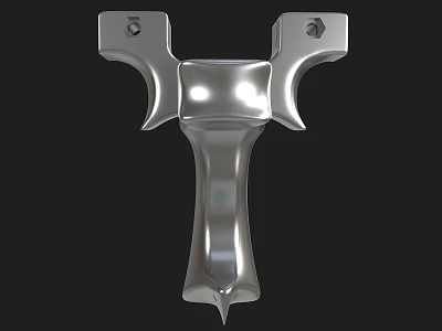 Shiny Metallic Mechanical Part With Symmetric Design And Mounting Holes 3d model