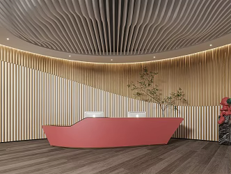 Modern Front Office Front Desk 3d model