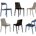 Stylish Modern Outdoor Chairs With Slatted Backrest In Blue Black And Gray Colors