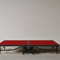 Stage With Red Surface Black Frame Foldable Design And Wheels 3d model