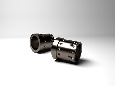 Black Metal Mechanical Rings With Holes And Structural Design Features 3d model