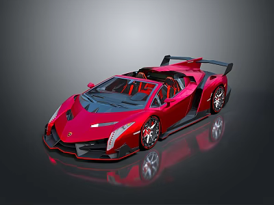 Red Supercar With Sleek Aerodynamic Design Open Top Rear Spoiler And Stylish Exterior 3d model