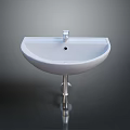 White Ceramic Standalone Washbasin With Silver Faucet And Metal Support Base