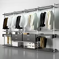 Modern Open Wardrobe with Metal Frame Hanging Clothes Drawers and Organized Shelf Storage