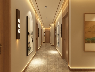 Hotel aisle 3d model