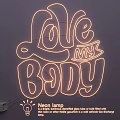 Decorative Neon Lamp Lighting Combination With Blue Love My Body Text Design For Wall