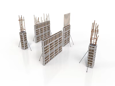 Structural Construction Formwork Equipment With Steel Reinforcement And Building Templates 3d model