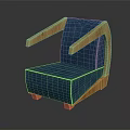 Modern Single Sofa With Blue Fabric And Wooden Arms Contemporary Design