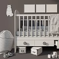 Wooden Baby Crib With Storage Drawers Plaid Bedding And Animal Wall Art In Nursery