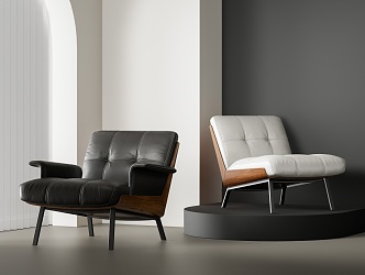 Minotti Daiki Leather Sofa Chair Leisure Chair 3d model