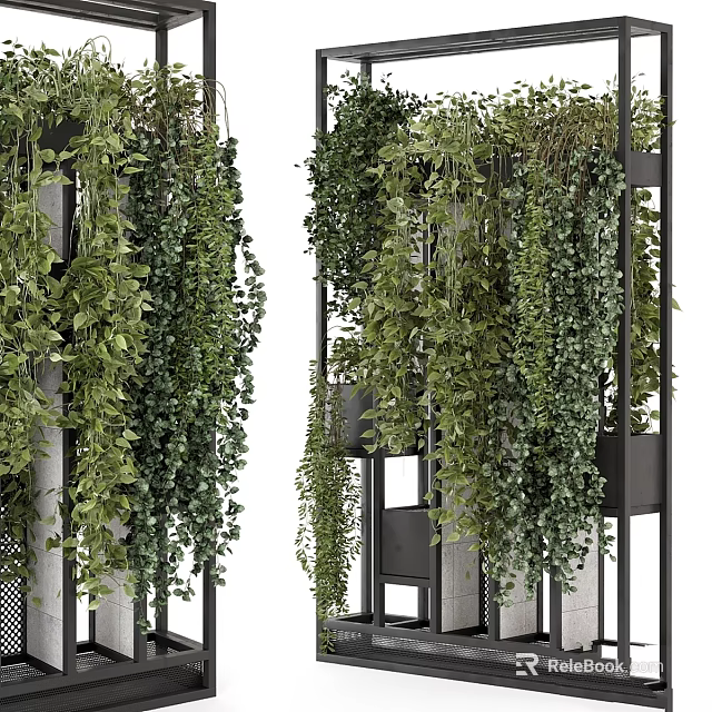 Vertical Hanging Greenery On Metal Frame Garden Decor With Trailing Vines 3d model 