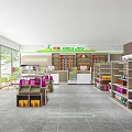 Modern Supermarket Department Store Interior With Shelves Full Of Various Products And Checkout Counter