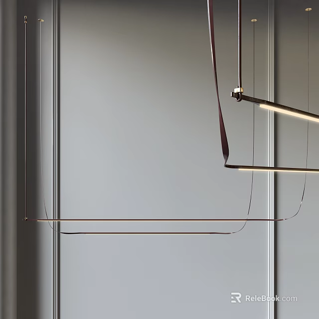 Sleek Modern Pendant Light With Linear Metal Frame And Minimalist Design 3d model 