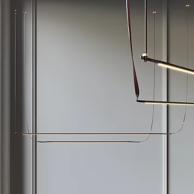 Sleek Modern Pendant Light With Linear Metal Frame And Minimalist Design 3d model