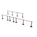 Black Stanchion Barrier Setup With Red Rope Dividers And Base Plates