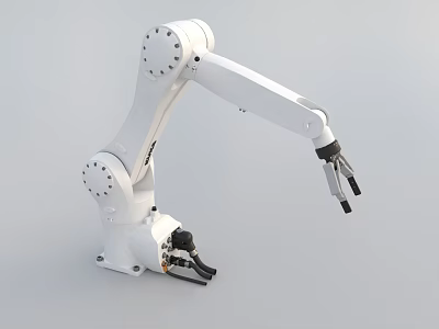 White Smart Robotic Arm With Articulated Joints And Precision Gripper Automation 3d model