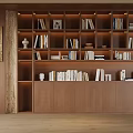 Modern Wooden Bookcase Interior With Multiple Shelves Books And Decor Items