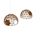 Two Wooden Hemispherical Frame Structures With Geometric Lines And Decorative Design 3d model