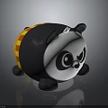 Cute Cartoon Panda Character With Black White Fur And Orange Yellow Checkered Belly Plush Toy