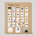 Creative Wall Decor Using Corkboard with Various Photos and Cards 3d model