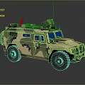 Camouflage Painted Military Vehicle with Roof Mounted Equipment and Rugged Off Road Design