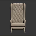 Elegant Light Colored Single Sofa With High Tufted Back Curved Arms And Slim Legs