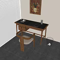 Middle style desk and chair 3d model