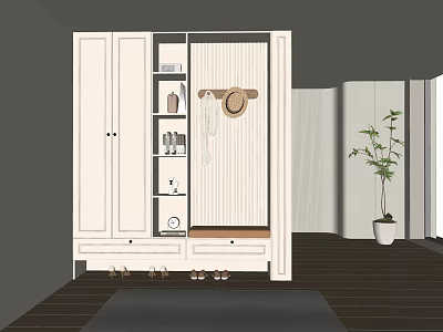 French Shoe Cabinet Cream Shoe Cabinet 3d model French Shoe Cabinet Cream Shoe Cabinet 3d model