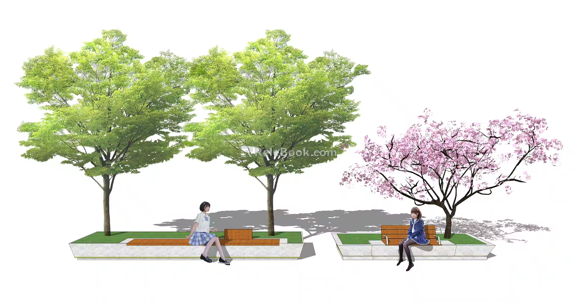 Modern Tree Pool Tree Pool Landscape Seat 3d model