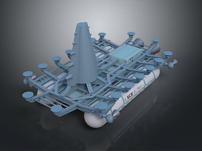 Industrial Mechanical Structure Featuring Conical Component Circular Supports And Metal Platform 3d model
